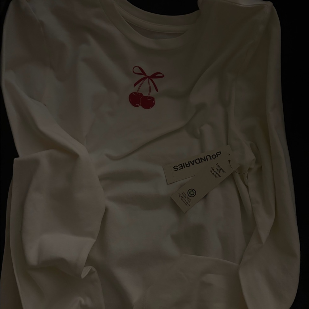 No Boundaries Cream Crop Top with Red Cherry Accent